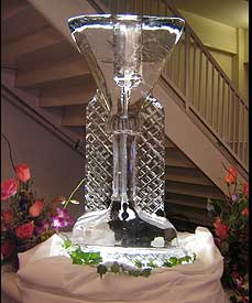 Martini Glass with Spigot Ice Luge custom ice luges by Ice Miracles New York, LI, NY