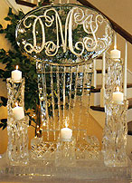 Ice Sculpture - Monogram Fire & Ice Sculpture created by Ice Miracles, Long Island, New York